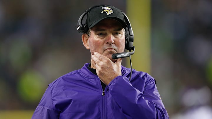 SEATTLE, WA – AUGUST 18: Head coach Mike Zimmer of the Minnesota Vikings looks on against the Seattle Seahawks at CenturyLink Field on August 18, 2017 in Seattle, Washington. (Photo by Otto Greule Jr/Getty Images)