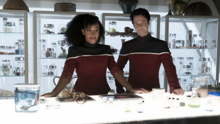 Tawny Newsome as Mariner and Jack Quaid as Boimler appearing in Star Trek: Strange New Worlds, streaming on Paramount+, 2023. Photo Cr: Michael Gibson/Paramount+