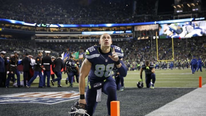 SEATTLE, WA - JANUARY 07: Tight end Jimmy Graham