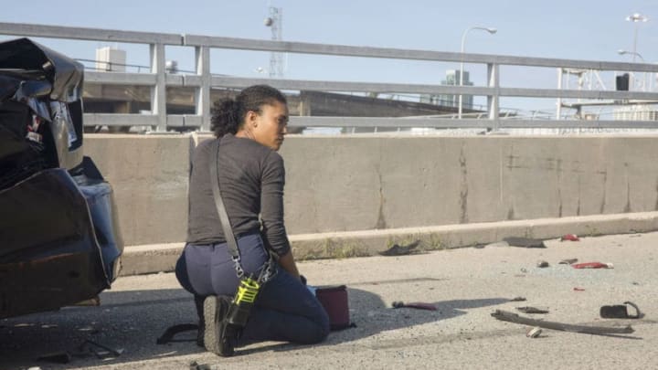 CHICAGO FIRE-- "Buckle Up" Episode 804 -- Pictured: Annie Ilonzeh as Emily Foster -- (Photo by: Adrian Burrows/NBC)