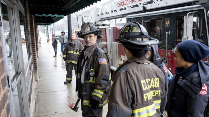 CHICAGO FIRE -- "The Tendency of a Drowning Victim" Episode 816 -- Pictured: (l-r) Christian Stolte as Randy "Mouch" McHolland, Jesse Spencer as Matthew Casey -- (Photo by: Adrian S. Burrows Sr./NBC)