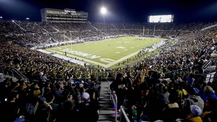 Nov 24, 2017; Orlando, FL, USA; A wide angle view of a sold out stadium in a game between the UCF Knights and the South Florida Bulls during the second half at Spectrum Stadium. Mandatory Credit: Reinhold Matay-USA TODAY Sports
