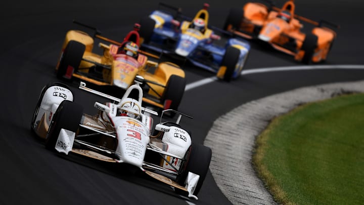 INDIANAPOLIS, IN – MAY 28: Helio Castroneves of Brazil, driver of the #3 Shell Fuel Rewards Team Penske Chevrolet (Photo by Jared C. Tilton/Getty Images)