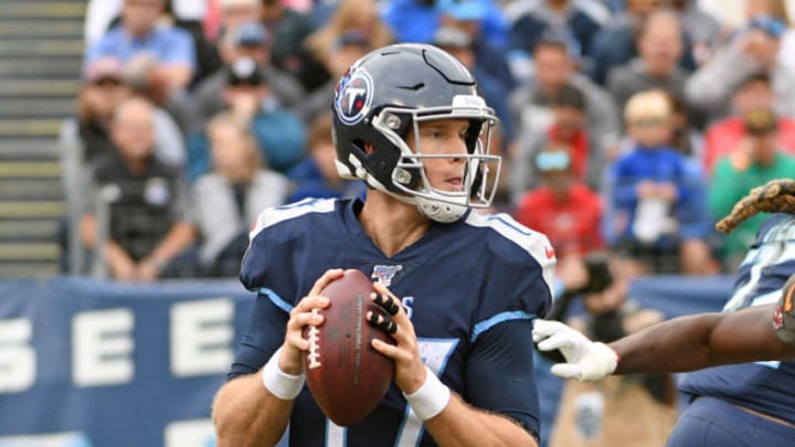 NASHVILLE, TN - OCTOBER 27: Tennessee Titans quarterback Ryan Tannehill (17) stands in the pocket during a game between the Tampa Bay Buccaneers and the Tennessee Titans on October 27, 2019 at Nissan Stadium in Nashville, TN. (Photo by Steve Roberts/Icon Sportswire via Getty Images)