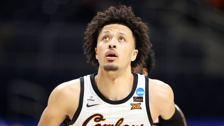 INDIANAPOLIS, INDIANA – MARCH 21: Cade Cunningham #2 of the Oklahoma State Cowboys. NBA Mock Draft projection: Thunder (Photo by Andy Lyons/Getty Images)