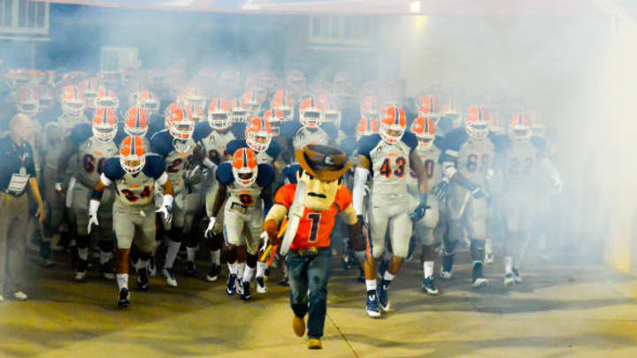 El PASO, TX -SEPTEMBER 6 : UTEP Miners take the field on September 6, 2014 to play the Texas Tech Red Raiders at the Sun Bowl in El Paso, Texas. The Texas Tech Red Raiders defeated the UTEP Miners 30-26. (Photo by John Weast/Getty Images)