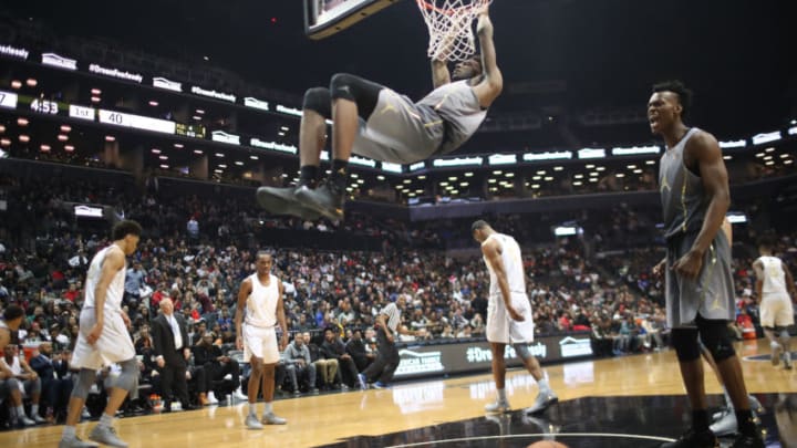 NEW YORK, NEW YORK - April 14: Mitchell Robinson #24 W. Kentucky dunks during the Jordan Brand Classic, National Boys Team All-Star basketball game at The Barclays Center on April 14, 2017 in New York City. (Photo by Tim Clayton/Corbis via Getty Images)
