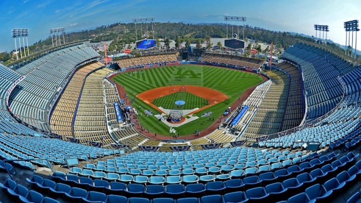 Apr 12, 2016; Los Angeles, CA, USA; General view of Dodger Stadium before the game between the Los Angeles Dodgers and the Arizona Diamondbacks. Mandatory Credit: Jayne Kamin-Oncea-USA TODAY Sports