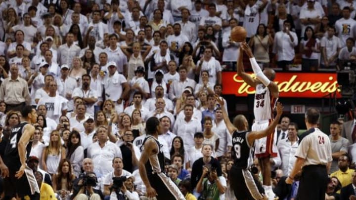 This shot by Ray Allen earned a place in NBA Finals lore. Mandatory Credit: Derick E. Hingle-USA TODAY Sports