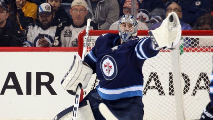 WINNIPEG, MB - FEBRUARY 27: Goaltender Connor Hellebuyck