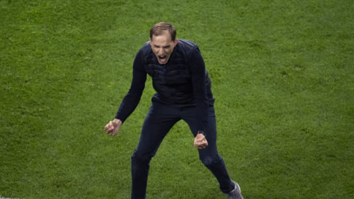 PORTO, PORTUGAL - MAY 29: Chelsea head coach Thomas Tuchel celebrates at the final whistle after the UEFA Champions League Final between Manchester City and Chelsea FC at Estadio do Dragao on May 29, 2021 in Porto, Portugal. (Photo by Visionhaus/Getty Images)