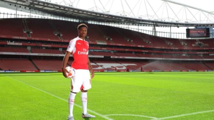 LONDON, ENGLAND - JULY 28: Chuba Akpom of Arsenal during the 1st team photocall at Emirates Stadium on July 28, 2015 in London, England. (Photo by David Price/Arsenal FC via Getty Images)