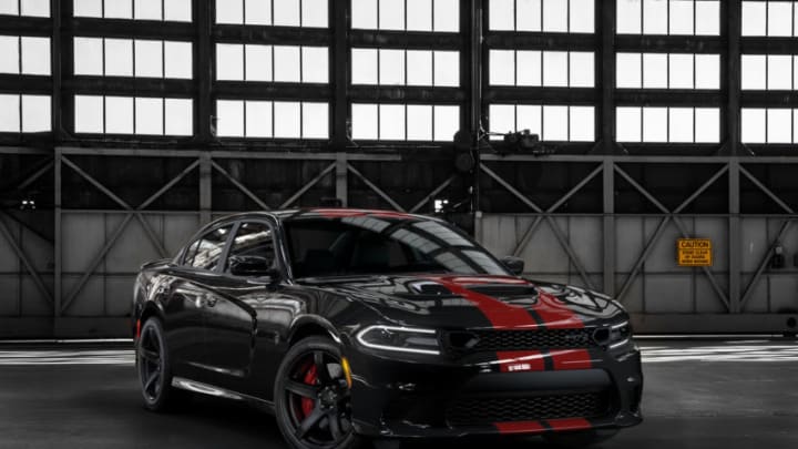 2019 Dodge Charger SRT Hellcat in Pitch Black with new Dual Red stripes