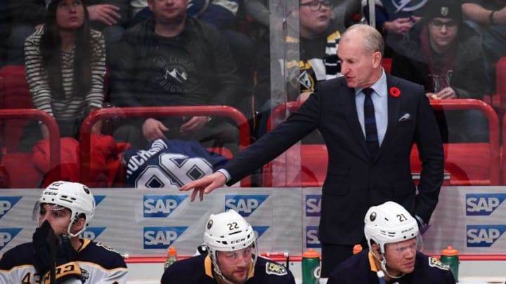 Buffalo Sabres head coach Ralph Krueger. (Photo by JONATHAN NACKSTRAND / AFP) (Photo by JONATHAN NACKSTRAND/AFP via Getty Images)