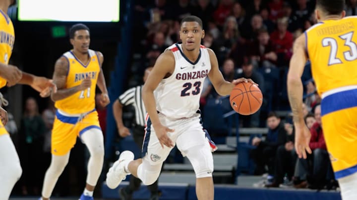 SPOKANE, WA – DECEMBER 31: Zach Norvell Jr. #23 of the Gonzaga Bulldogs drives against the CSU Bakersfield Roadrunners in the second half at McCarthey Athletic Center on December 31, 2018 in Spokane, Washington. Gonzaga defeated CSU Bakersfield 89-54. (Photo by William Mancebo/Getty Images)