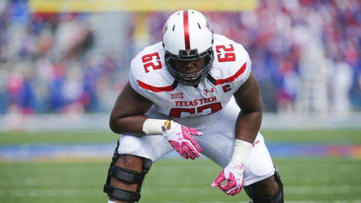 Le’Raven Clark #62 of the Texas Tech Red Raiders  (Photo by Kyle Rivas/Getty Images)