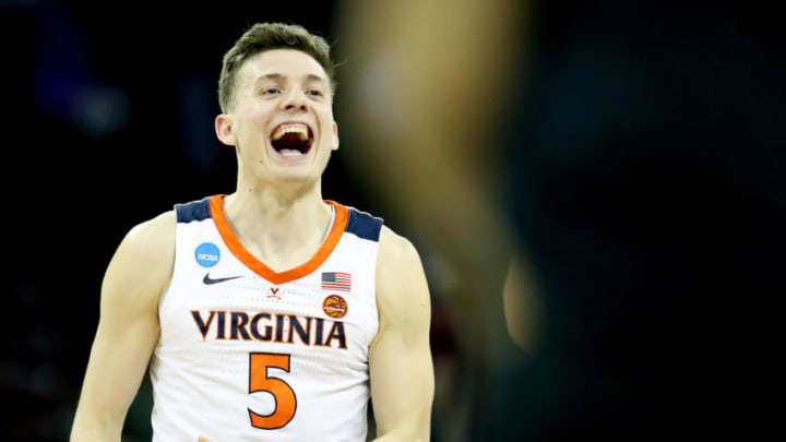 COLUMBIA, SOUTH CAROLINA - MARCH 24: Kyle Guy #5 of the Virginia Cavaliers celebrates after defeating the Oklahoma Sooners in the second round game of the 2019 NCAA Men's Basketball Tournament at Colonial Life Arena on March 24, 2019 in Columbia, South Carolina. (Photo by Streeter Lecka/Getty Images)