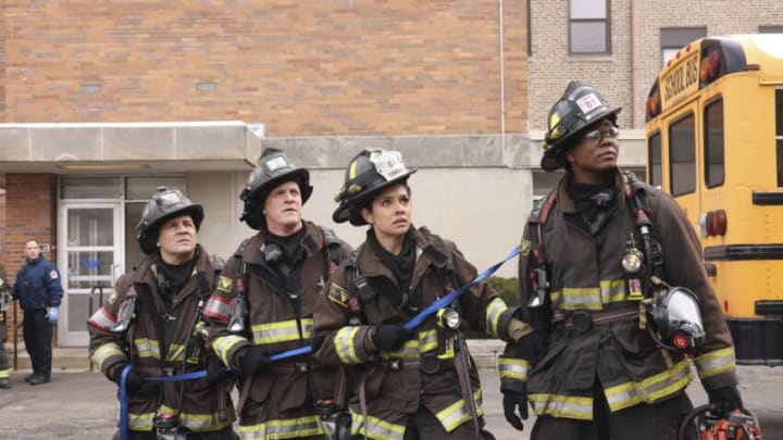 CHICAGO FIRE -- "Finish What You Started" Episode 1019 -- Pictured: (l-r) Anthony Ferraris as Tony, Randy Flagler as Harold Capp, Miranda Rae Mayo as Stella Kidd, Chris Mansa as Mason -- (Photo by: Adrian S. Burrows Sr./NBC)