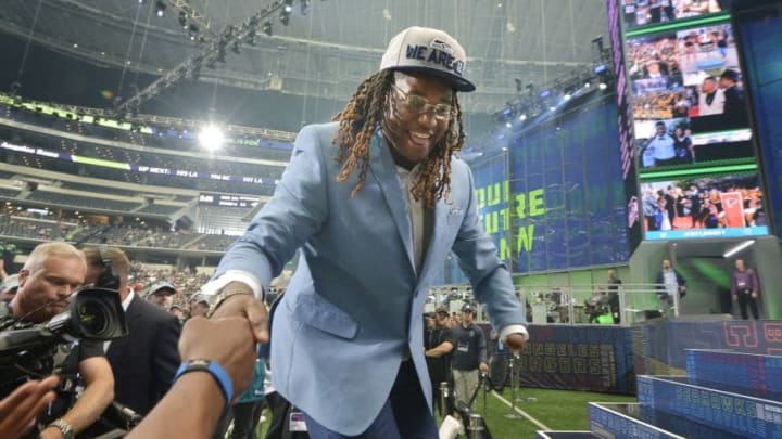 The Seattle Seahawks selected UCF linebacker Shaquem Griffin in the fifth round, 141st overall, during the final day of the 2018 NFL Draft at AT&T Stadium in Arlington, Texas, on Saturday, April 28, 2018. (Max Faulkner/Fort Worth Star-Telegram/TNS via Getty Images)