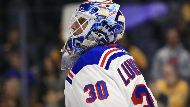 NASHVILLE, TN – DECEMBER 29: The artwork on the side of the mask of New York Rangers goalie Henrik Lundqvist (30) is shown prior to the NHL game between the Nashville Predators and New York Rangers, held on December 29, 2018, at Bridgestone Arena in Nashville, Tennessee. (Photo by Danny Murphy/Icon Sportswire via Getty Images)