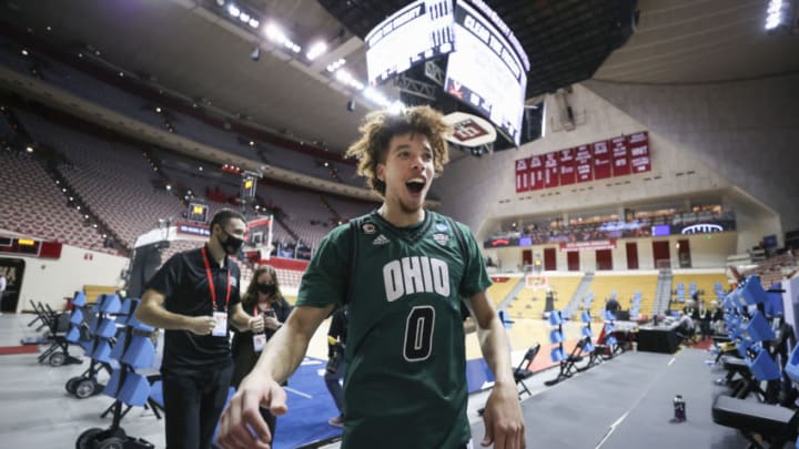 Jason Preston #0 of the Ohio Bobcats . (Photo by Stacy Revere/Getty Images)