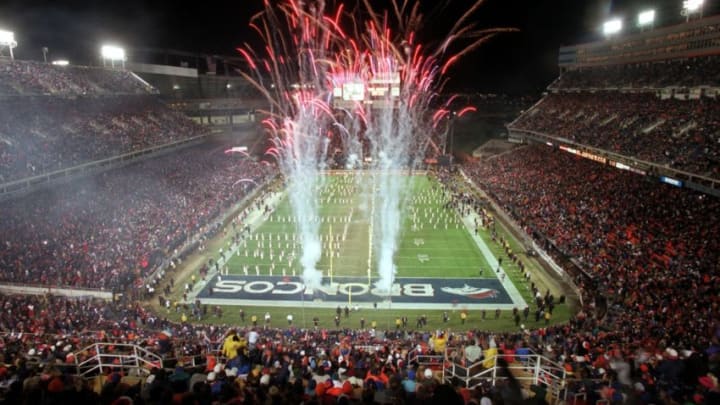 Fireworks top off the post game festivities after the final Denver Broncos (regular season?) football game at Mile High Stadium. (Photo By Craig F. Walker/The Denver Post via Getty Images)