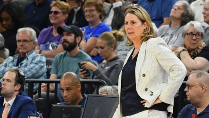 MINNEAPOLIS, MN - JUNE 26: Minnesota Lynx head coach Cheryl Reeve looks on during a WNBA game between the Minnesota Lynx and Seattle Storm on June 26, 2018 at Target Center in Minneapolis, MN. The Lynx defeated the Storm 91-79.(Photo by Nick Wosika/Icon Sportswire via Getty Images)