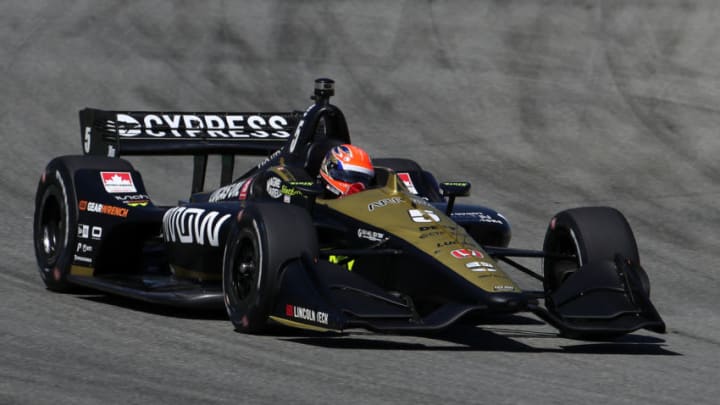 MONTEREY, CALIFORNIA - SEPTEMBER 19: James Hinchcliffe #5 of United States and Arrow Schmidt Peterson Motorsports Honda drives during testing for the Firestone Grand Prix of Monterey at WeatherTech Raceway Laguna Seca on September 19, 2019 in Monterey, California. (Photo by Chris Graythen/Getty Images)