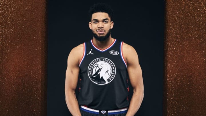 CHARLOTTE, NC – FEBRUARY 17: Karl-Anthony Towns #32 of Team LeBron poses for a portrait before the 2019 NBA All-Star game on February 17, 2019 at the Spectrum Center in Charlotte, North Carolina. NOTE TO USER: User expressly acknowledges and agrees that, by downloading and or using this photograph, User is consenting to the terms and conditions of the Getty Images License Agreement. Mandatory Copyright Notice: Copyright 2019 NBAE (Photo by Jennifer Pottheiser/NBAE via Getty Images)