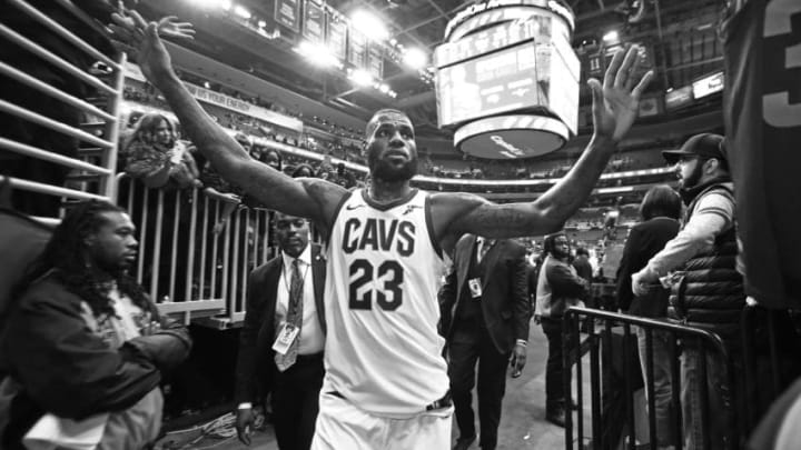 WASHINGTON, DC -  DECEMBER 17: (EDITORS NOTE: Image has been converted to black and white.) LeBron James