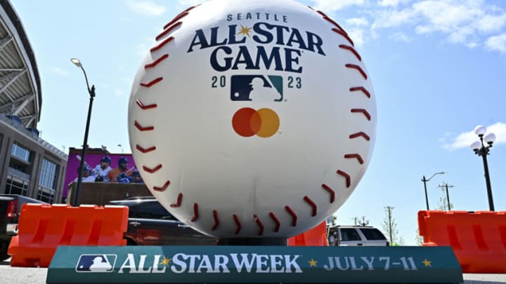 A baseball statue is seen prior to the 93rd MLB All-Star Game presented by Mastercard at T-Mobile Park on July 11, 2023 in Seattle, Washington. (Photo by Alika Jenner/Getty Images)