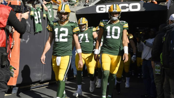 Jordan Love, Aaron Rodgers, Packers (Photo by Quinn Harris/Getty Images)