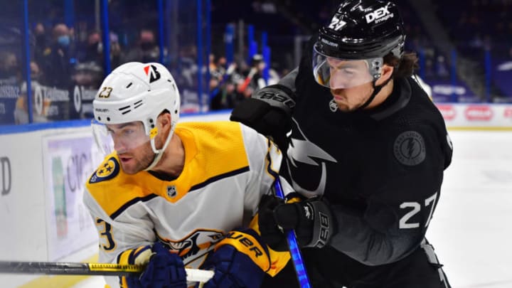 Rocco Grimaldi #23 of the Nashville Predators (Photo by Julio Aguilar/Getty Images)