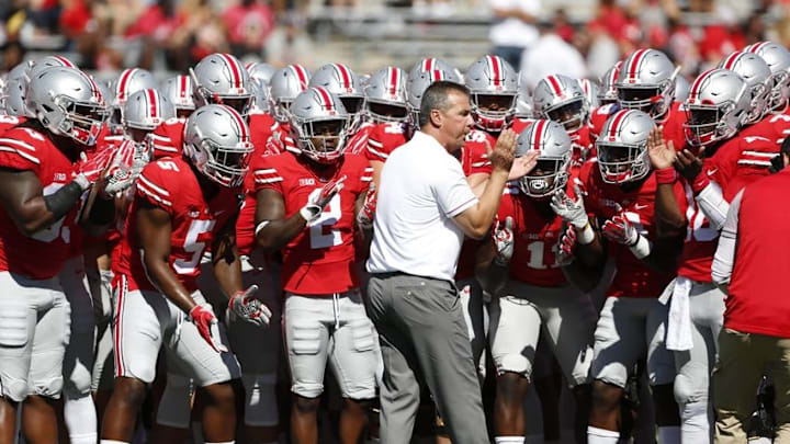 Sep 3, 2016; Columbus, OH, USA; Ohio State Buckeyes head coach Urban Meyer prior to the game against the Bowling Green Falcons at Ohio Stadium. Mandatory Credit: Joe Maiorana-USA TODAY Sports
