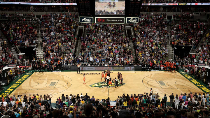 SEATTLE, WA – JULY 22: The Verizon WNBA All-Star Game 2017 tips off at KeyArena on July 22, 2017 in Seattle, Washington.  NOTE TO USER: User expressly acknowledges and agrees that, by downloading and or using this photograph, User is consenting to the terms and conditions of the Getty Images License Agreement. (Photo by Joshua Huston/Getty Images)