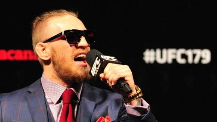 Oct 24, 2014; Rio de Janeiro, BRAZIL; Conor McGregor interacts with fans during a Q&A session before weigh-ins for UFC 179 at Ginasio do Maracanazinho. Mandatory Credit: Jason Silva-USA TODAY Sports