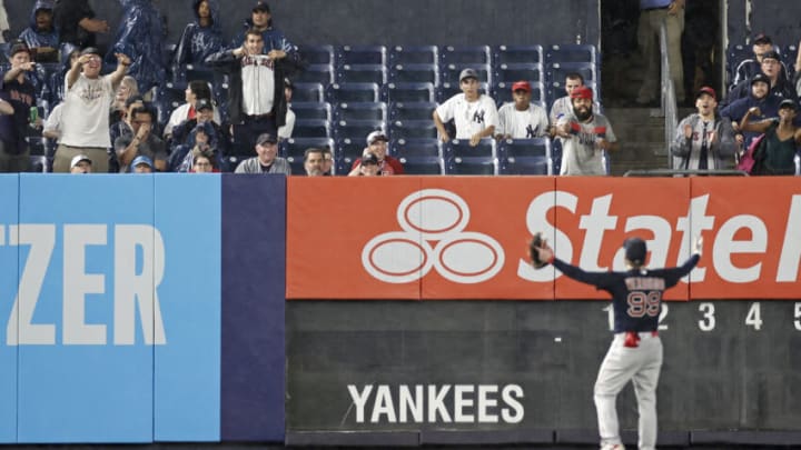 NEW YORK, NY - JULY 17: Alex Verdugo #99 of the Boston Red Sox gestures towards the stands during the sixth inning of the game against the New York Yankees at Yankee Stadium on July 17, 2021 in the Bronx borough of New York City. (Photo by Adam Hunger/Getty Images)
