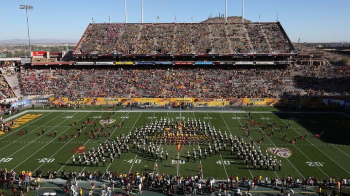 TEMPE, AZ - NOVEMBER 25: The Arizona State Sun Devils marching band performs before the college football game against the Arizona Wildcats at Sun Devil Stadium on November 25, 2017 in Tempe, Arizona. (Photo by Christian Petersen/Getty Images)