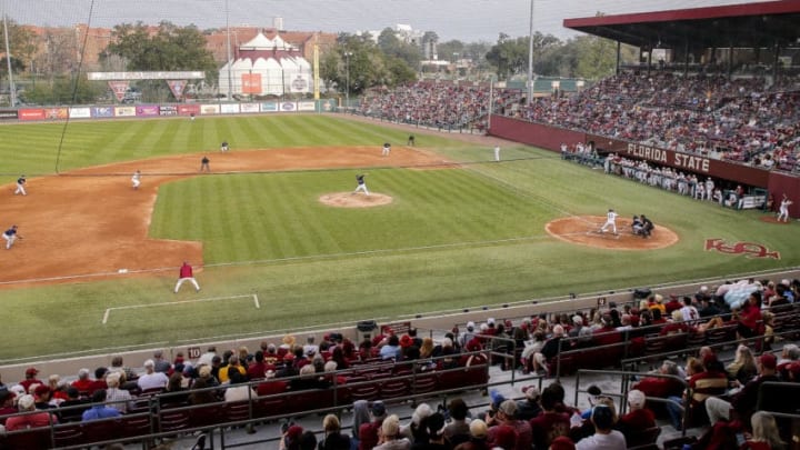 TALLAHASSEE, FL - FEBRUARY 15: A general view from the stands of the Florida State Seminoles and the Maine Black Bears during the game at Dick Howser Stadium on the campus of Florida State University on February 15, 2019 in Tallahassee, Florida. The 11th Ranked Florida State defeated the Maine Black Bears on Opening Day in a no-hitter 11 to 0. (Photo by Don Juan Moore/Getty Images)