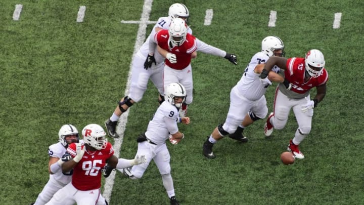 PISCATAWAY, NJ - NOVEMBER 17: Trace McSorley #9 of the Penn State Nittany Lions throws the ball against the Rutgers Scarlet Knights during the fourth quarter at HighPoint.com Stadium on November 17, 2018 in Piscataway, New Jersey. Penn State won 20-7. (Photo by Corey Perrine/Getty Images)