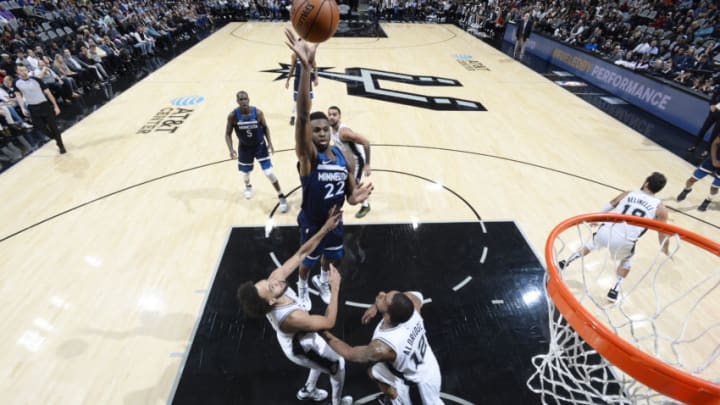 SAN ANTONIO, TX - NOVEMBER 27: Andrew Wiggins #22 of the Minnesota Timberwolves shoots the ball against the San Antonio Spurs. Copyright 2019 NBAE (Photos by Logan Riely/NBAE via Getty Images)