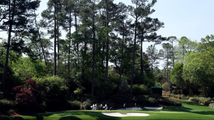 Augusta National, 12th Hole, Jordan Spieth, Justin Thomas,(Photo by Patrick Smith/Getty Images)