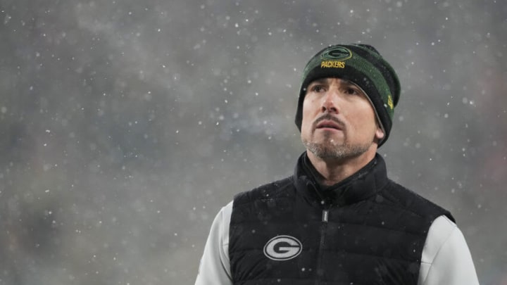 GREEN BAY, WISCONSIN - JANUARY 22: Head coach Matt LaFleur of the Green Bay Packers watches during the 4th quarter of the NFC Divisional Playoff game against the San Francisco 49ers at Lambeau Field on January 22, 2022 in Green Bay, Wisconsin. (Photo by Patrick McDermott/Getty Images)