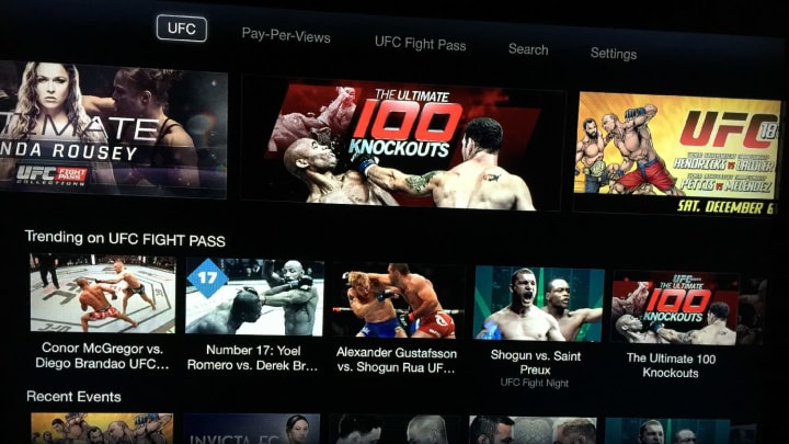 UFC.TV app screenshot