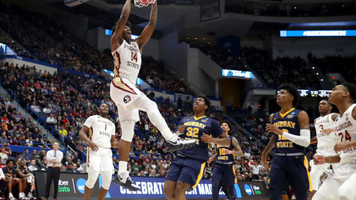 HARTFORD, CONNECTICUT - MARCH 23: Terance Mann #14 of the Florida State Seminoles dunks the ball against the Murray State Racers in the first half during the second round of the 2019 NCAA Men's Basketball Tournament at XL Center on March 23, 2019 in Hartford, Connecticut. (Photo by Maddie Meyer/Getty Images)