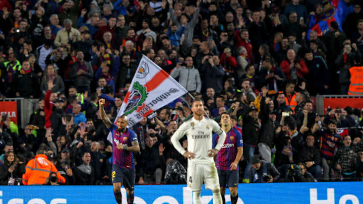 28th October 2018, Camp Nou, Barcelona, Spain; La Liga football, Barcelona versus Real Madrid; Arturo Vidal of FC Barcelona celebrates his goal for 5-1 in the El Clasico match (photo by Pedro Salado/Action Plus via Getty Images)