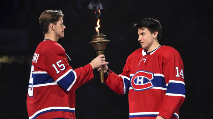 MONTREAL, QC - OCTOBER 10: Jesperi Kotkaniemi Montreal Canadiens Nick Suzuki (Photo by Minas Panagiotakis/Getty Images)