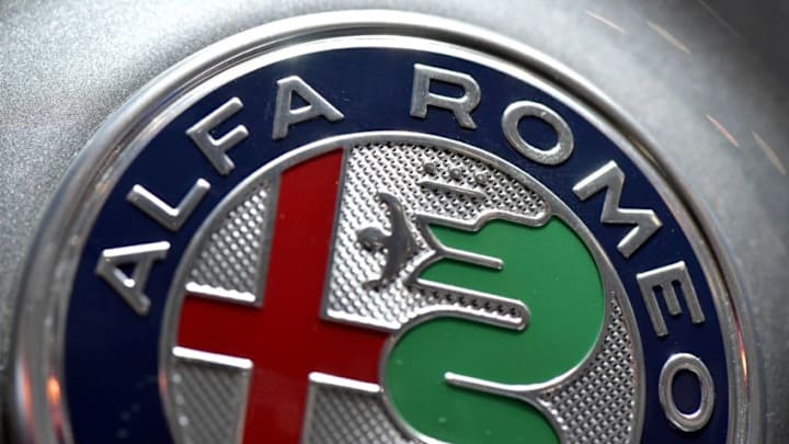 GENEVA, SWITZERLAND - MARCH 08: An Alfa Romeo logo detail is seen during the 87th Geneva International Motor Show on March 8, 2017 in Geneva, Switzerland. The International Motor Show showcase novelties of the car industry. (Photo by Harold Cunningham/Getty Images)