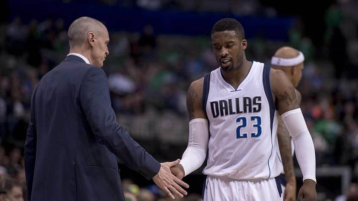 Mar 1, 2016; Dallas, TX, USA; Dallas Mavericks head coach Rick Carlisle congratulates guard Wesley Matthews (23) as Matthews come off the court during the second half against the Orlando Magic at the American Airlines Center. The Mavericks defeat the Magic 121-108. Mandatory Credit: Jerome Miron-USA TODAY Sports Mar 1, 2016; Dallas, TX, USA; Dallas Mavericks head coach Rick Carlisle congratulates guard Wesley Matthews (23) as Matthews come off the court during the second half against the Orlando Magic at the American Airlines Center. The Mavericks defeat the Magic 121-108. Mandatory Credit: Jerome Miron-USA TODAY Sports