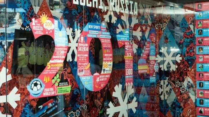 Sep 30, 2013; Park City, UT, USA; A display for the Sochi 2014 Olympics as seen at the U.S. Ski and Snowboard Center of Excellence. Mandatory Credit: Chris Nicoll-USA TODAY Sports